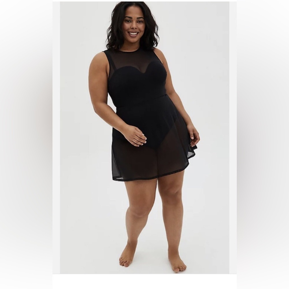 Torrid Black Sheer One piece Swim Suit